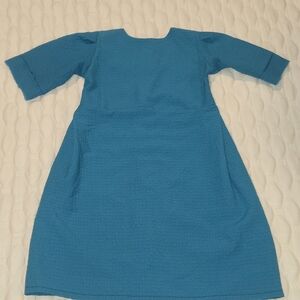 Handmade Toddler Girl's One Piece Amish Country Dress Solid Turquoise Size 2t